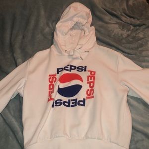 white hoodie with pepsi design